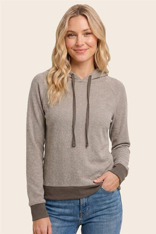Micro-Striped Raglan Pullover Hoodie