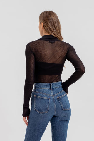 Sheer Turtle Neck Knit Top