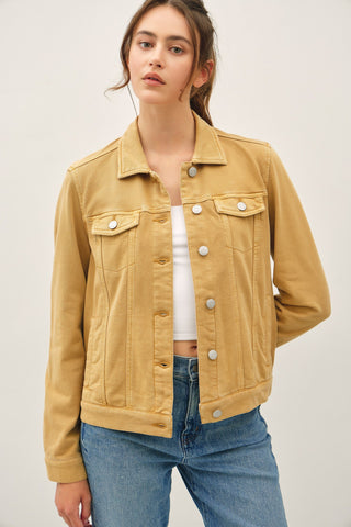Button-Front Denim Style Jacket