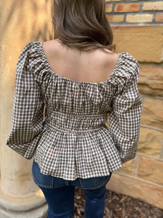 Gingham Sweetheart Peplum Blouse