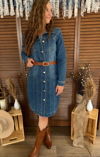 Tribal Fitted Denim Dress