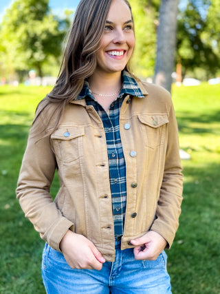 Model is wearing a jacket.