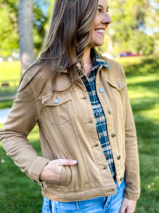 Button-Front Denim Style Jacket