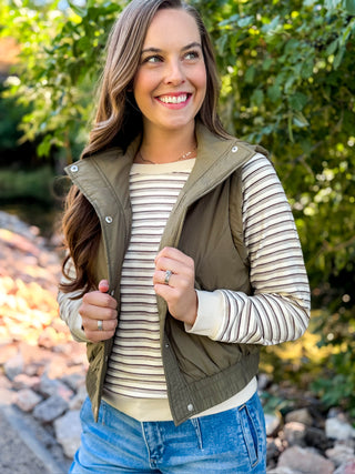 Elastic Hem Puffer Vest