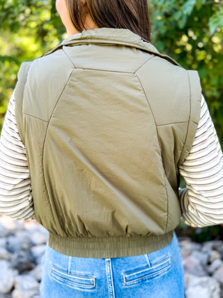 Elastic Hem Puffer Vest