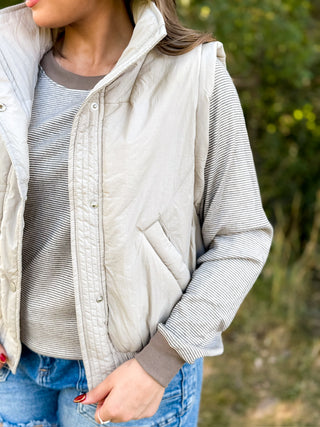 Elastic Hem Puffer Vest