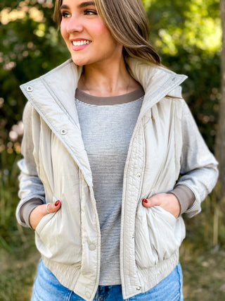 Elastic Hem Puffer Vest