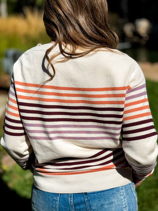 Multi-Stripe Crewneck Knit Sweater
