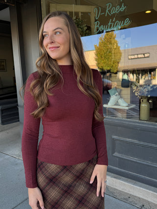 Fine  Ribbed Mock Neck