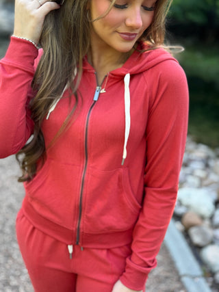 Brushed Hacci Zip-Up Hoodie