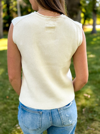 Back view of a cream dolman sleeve ribbed knit top | V-Rae's Boutique