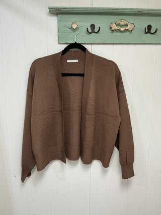 Mocha Open Front Knit Cardigan