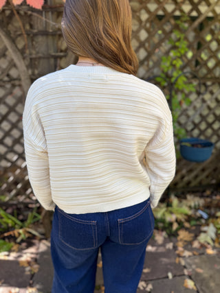 Cream Ribbed Cropped Sweater