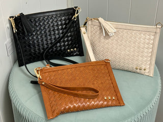 Veda Woven Crossbody and Clutch