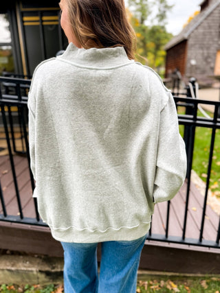 Back view of a heather gray Phil 4:13 sweatshirt | V-Rae's Boutique