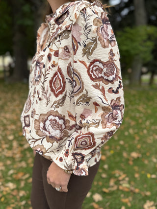 Vintage Floral Button-Down Blouse