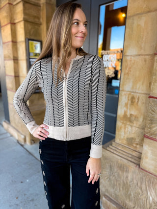 Herringbone Zip Sweater