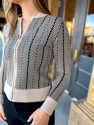 Herringbone Zip Sweater