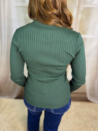 Ribbed Collared Cardigan