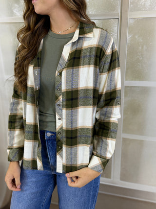 Button Front Plaid Flannel