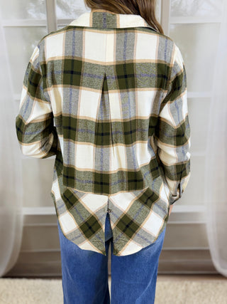 Button Front Plaid Flannel