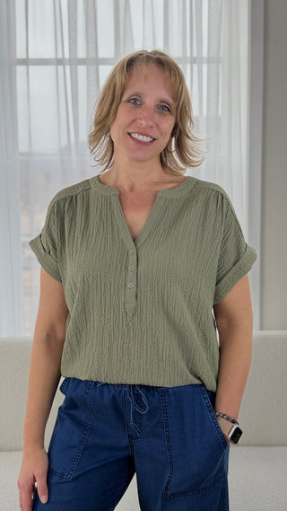 Tribal Everly Textured Blouse - V - Rae’s Boutique