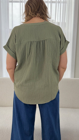 Tribal Everly Textured Blouse - V - Rae’s Boutique
