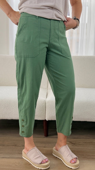 Tribal Button Hem Utility Pants - V - Rae’s Boutique