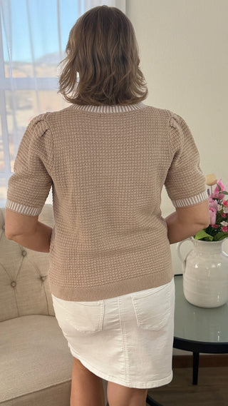 Waffle Knit Sweater - V - Rae’s Boutique