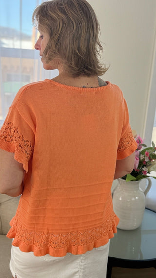 Sunset Short Sleeve Sweater - V - Rae’s Boutique