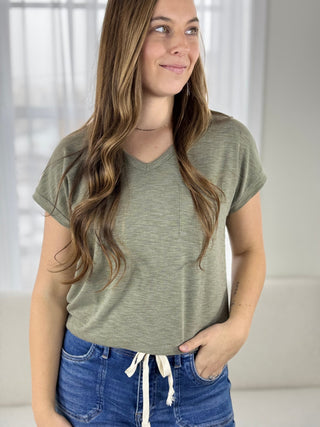 Slub Terry Knit Top - V - Rae’s Boutique
