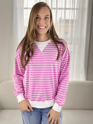 Missy Striped Pullover - V - Rae’s Boutique