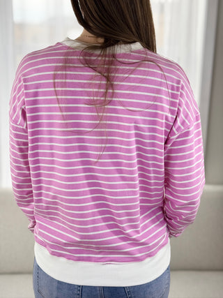 Missy Striped Pullover - V - Rae’s Boutique