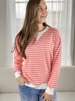 Missy Striped Pullover - V - Rae’s Boutique