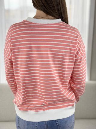 Missy Striped Pullover - V - Rae’s Boutique