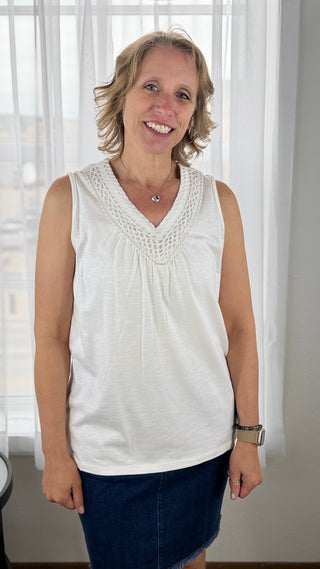 Eyelet V Neck Blouse - V - Rae’s Boutique