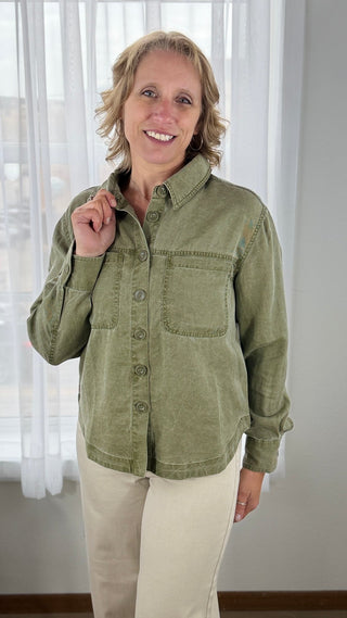 Tribal Utility Collared Shacket - V - Rae’s Boutique