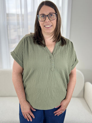 Tribal Everly Textured Blouse - V - Rae’s Boutique