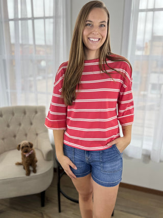 Piper Striped Top - V - Rae’s Boutique