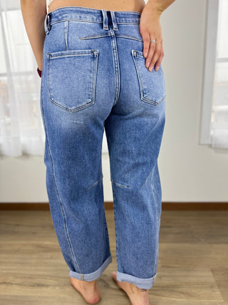 Risen Cuffed Barrel Jeans - V - Rae’s Boutique