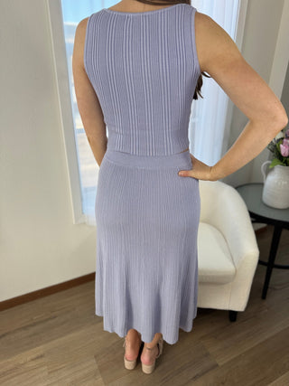 Textured Ribbed Knit Midi Set - V - Rae’s Boutique