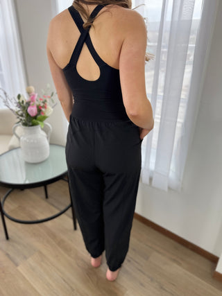 Luxe Keyhole Jogger Jumpsuit - V - Rae’s Boutique