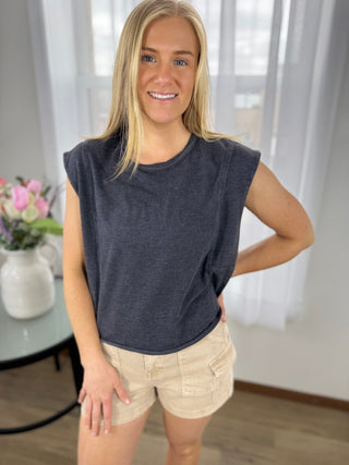 Mineral Wash Muscle Tank - V - Rae’s Boutique
