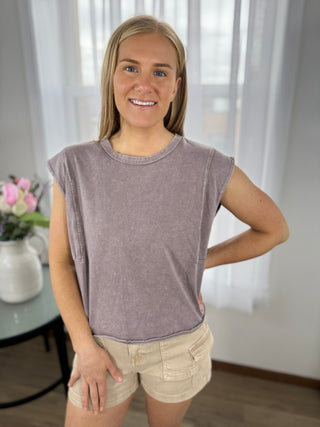 Mineral Wash Muscle Tank - V - Rae’s Boutique