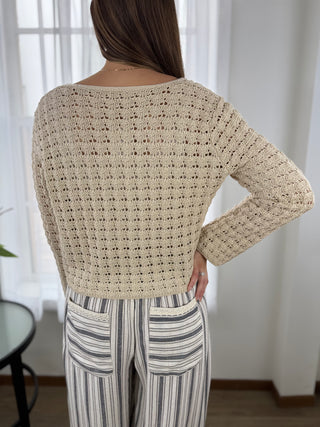 Boho Front Tie Crochet Cardigan
