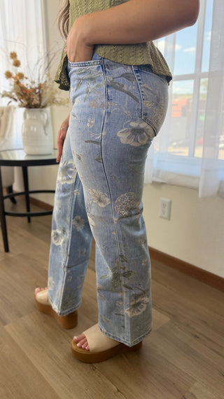 Vintage Floral Print Jeans