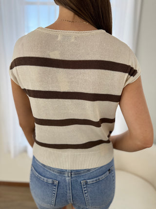 The Striped Cap-Sleeve Knit Vest