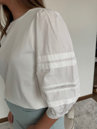 Eyelet Detail Puff Sleeve Blouse