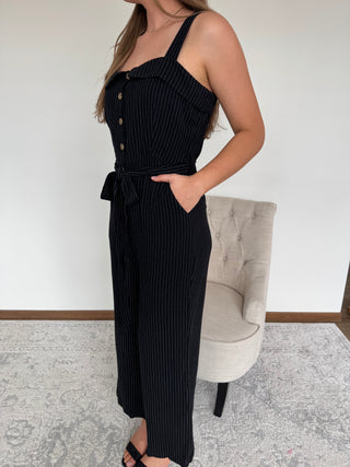 Pinstripe Wide Leg Jumpsuit