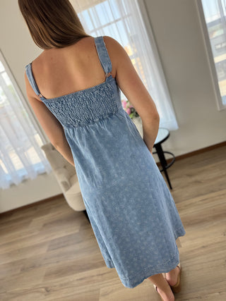 Floral Denim Jacquard Midi Dress